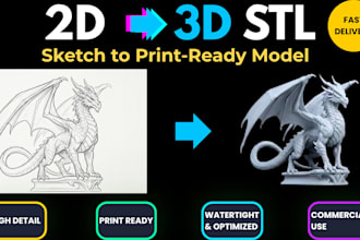 convert 2d image or sketch to 3d printable stl model