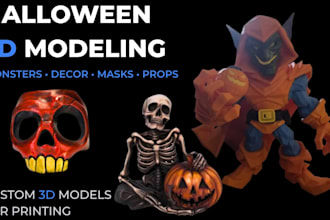create custom halloween 3d models, decors, masks for 3d printing