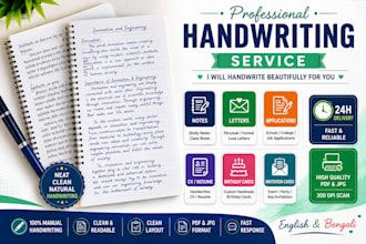write neat english and bengali handwritten notes
