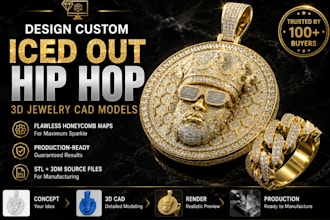 design custom iced out hip hop 3d jewelry cad models