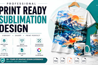 create or edit print ready sublimation design for t shirt and pod