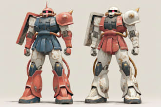 draw mecha robot,armor,gundam in anime or realism style