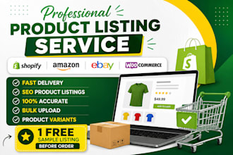 do shopify, amazon, ebay product listing or upload 24 hours delivery