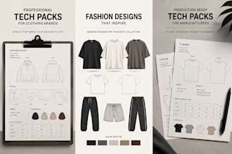 create professional clothing tech packs and fashion designs