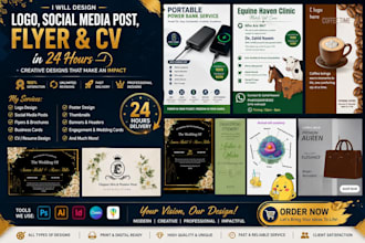 design logo social media post flyer and cv in 24 hours