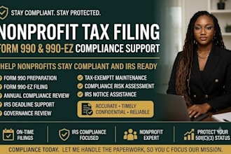 file nonprofit form 990 990ez and provide 501c3 and stay irs compliance support