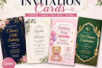 stunning birthday, wedding and party invitation cards