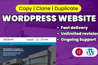 duplicate, copy clone website using wordpress elementor website design
