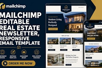 design mailchimp editable real estate newsletter, responsive email template