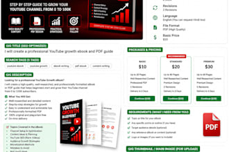 create a professional youtube growth ebook and PDF guide