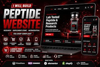 build peptide website research supplement store nutraceutical ecommerce fda shop