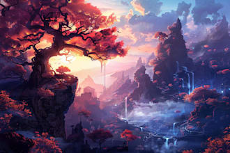 draw a natural landscape and background illustration