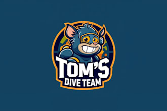 do make new style tom s dive team mascot logo design