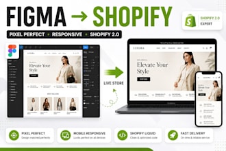 convert figma, PSD or xd to responsive shopify store