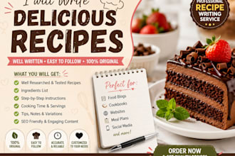 write unique and easy recipes for your blog or business