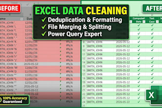do expert ms excel data cleaning, formatting, deduplication, and merging