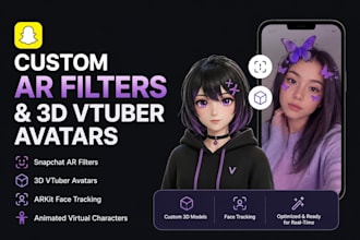 create ar snapchat filter, 3d vtuber avatar, arkit ar filter, peanuts vtuber