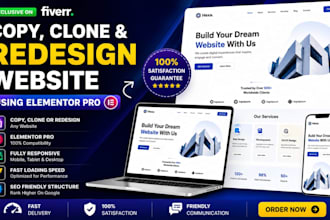 redesign , copy clone website clone landing page using elementor pro
