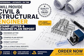 provide civil and structural engineer stamp letter and stamped plan report