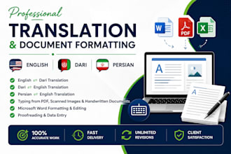 formatting documents, typing, translation