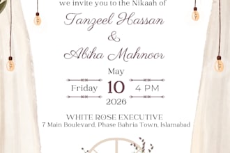 design elegant wedding cards, social media posts, and posters