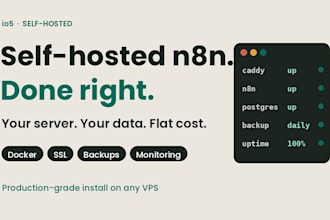 set up self hosted n8n on your vps with SSL backups and monitoring