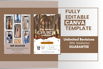 design editable canva templates for event business and church flyer