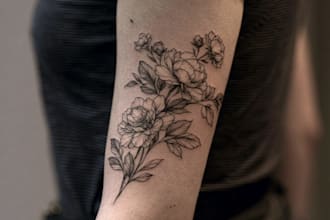 draw a unique abstract graphic fine line tattoo design