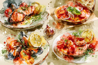 create food or anything in watercolor illustration style