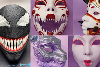 custom 3d mask printable mask halloween mask 3d cosplay mask print and paint stl