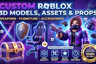 make custom game assets, props, 3d roblox model, accessories and furniture