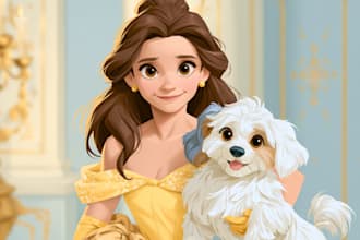 disney princess portrait female focused disney pet portrait art