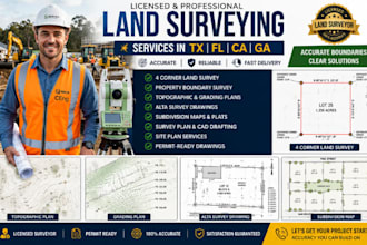 do tx fl ca ga land survey boundary survey property survey and site plan