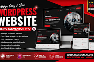 redesign, copy clone your wordpress website using elementor pro