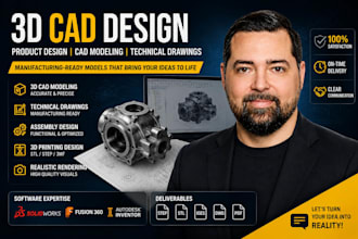 create 3d cad design, product design, cad models and technical drawings