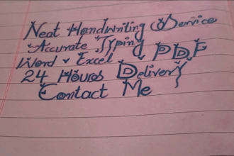do neat handwriting to word, excel and PDF typing assignment