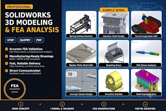 do solidworks 3d modeling, technical drawing, and fea simulation
