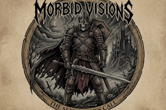 create dark fantasy art illustration for albums cover, merch, tattoo