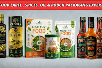 do  food label, spice label, oil label and packaging design
