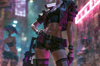 cyberpunk female character desing