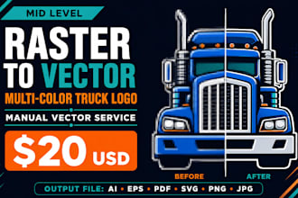 redraw , refine  and convert blury raster and low image to vector