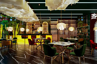 design a stylish cafe,restaurant layout,lounge hub, coffee shop interior,enscape