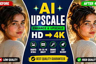 upscale, enhance, and improve image quality to HD or 4k