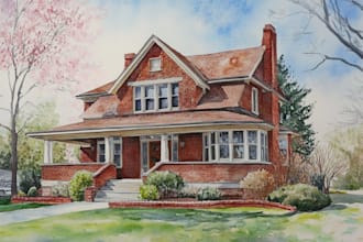 paint watercolor house portrait