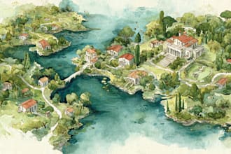 create dreamy map in watercolor style
