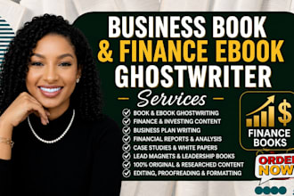 write, business or entrepreneurship book, finance book, fintech pitch deck