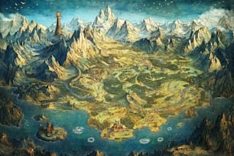 draw fantasy map for your book, rpg, 4k dnd with