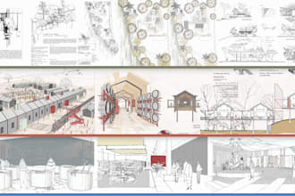 hand draw architectural perspective sketches, exterior and interior