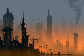 draw landscape silhouette city skyline city silhouette