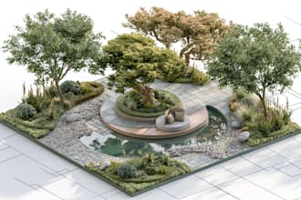 do outdoor backyard landscape design, garden, pool as architect